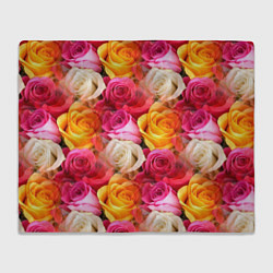 Плед флисовый Красные, желтые и белые розы, цвет: 3D-велсофт