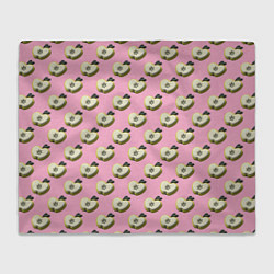 Плед флисовый Яблочные дольки на розовом фоне с эффектом 3D, цвет: 3D-велсофт