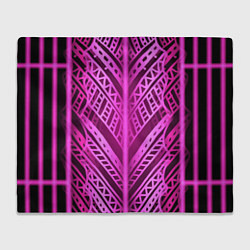Плед флисовый Неоновая абстракция Розовый светящийся узор на тем, цвет: 3D-велсофт