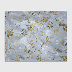 Плед флисовый Цветы Золотые Листья, цвет: 3D-велсофт