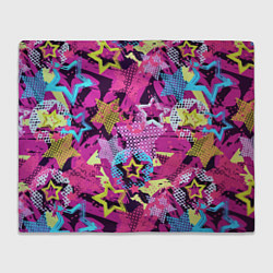 Плед флисовый Star Colorful Pattern Fashion Neon, цвет: 3D-велсофт