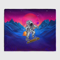 Плед флисовый Космонавт прыгает на скейте, цвет: 3D-велсофт