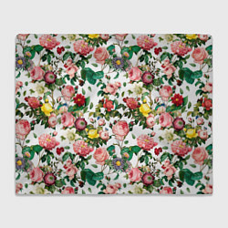 Плед флисовый Узор из летних роз Summer Roses Pattern, цвет: 3D-велсофт