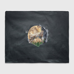 Плед флисовый Волк на фоне луны, цвет: 3D-велсофт