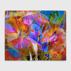 Плед флисовый Красочный цветочный паттерн Лето Colorful floral p, цвет: 3D-велсофт