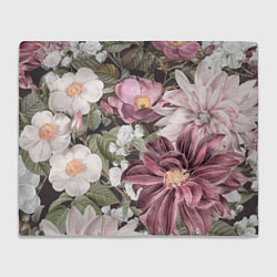 Плед флисовый Цветы Красивый Цветочный Букет Георгин, цвет: 3D-велсофт