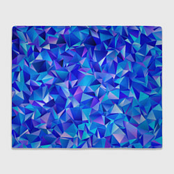 Плед флисовый СИНЕ-ГОЛУБЫЕ полигональные кристаллы, цвет: 3D-велсофт