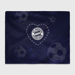Плед Лого Bayern в сердечке на фоне мячей