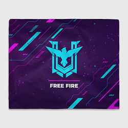 Плед Символ Free Fire в неоновых цветах на темном фоне