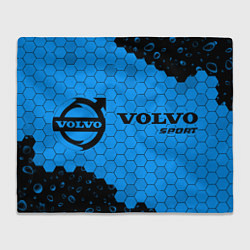 Плед флисовый Символ Volvo Sport на темном фоне с сотами и капля, цвет: 3D-велсофт
