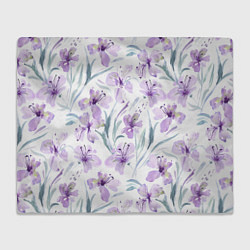 Плед флисовый Цветы Фиолетовые Нарисованные Акварелью, цвет: 3D-велсофт