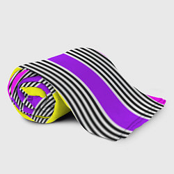Плед флисовый Яркие неоновые полосы в сочетании с черно-белыми п, цвет: 3D-велсофт — фото 2