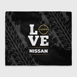 Плед флисовый Nissan Love Classic со следами шин на фоне, цвет: 3D-велсофт