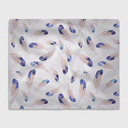 Плед флисовый Разноцветные Падающие Перья, цвет: 3D-велсофт