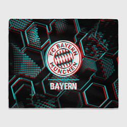 Плед флисовый Bayern FC в стиле Glitch на темном фоне, цвет: 3D-велсофт