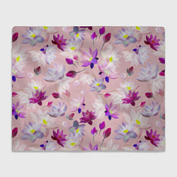 Плед флисовый Цветы Разноцветные Лотосы, цвет: 3D-велсофт