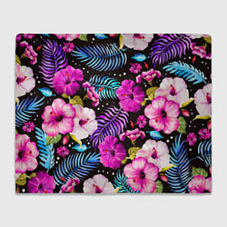 Плед флисовый Floral pattern Summer night Fashion trend, цвет: 3D-велсофт