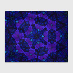 Плед флисовый Калейдоскоп -геометрический сине-фиолетовый узор, цвет: 3D-велсофт
