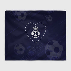 Плед Лого Real Madrid в сердечке на фоне мячей