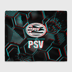 Плед флисовый PSV FC в стиле Glitch на темном фоне, цвет: 3D-велсофт