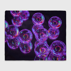 Плед флисовый Неоновые сюрреалистичные пузыри - Фиолетовый, цвет: 3D-велсофт