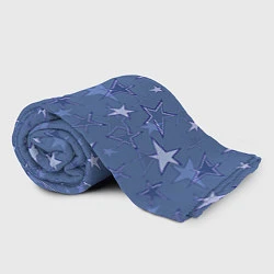 Плед флисовый Gray-Blue Star Pattern, цвет: 3D-велсофт — фото 2