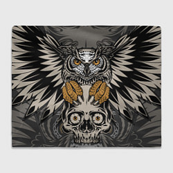 Плед флисовый Сова с черепом Owl with Skull, цвет: 3D-велсофт