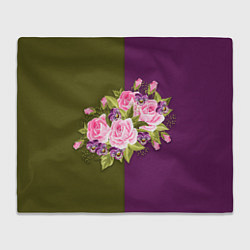 Плед флисовый Нежные Розы на темном фоне, цвет: 3D-велсофт