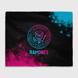 Плед флисовый Ramones Neon Gradient, цвет: 3D-велсофт