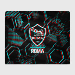 Плед Roma FC в стиле Glitch на темном фоне