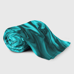 Плед флисовый Неоновый бирюзовый мраморный узор, цвет: 3D-велсофт — фото 2