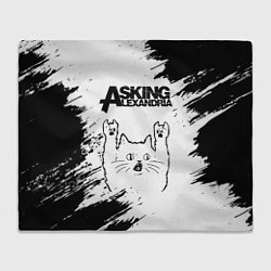 Плед флисовый Asking Alexandria рок кот на светлом фоне, цвет: 3D-велсофт