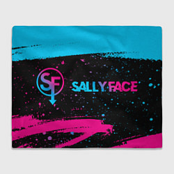 Плед флисовый Sally Face - neon gradient: надпись и символ, цвет: 3D-велсофт