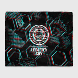 Плед Leicester City FC в стиле glitch на темном фоне