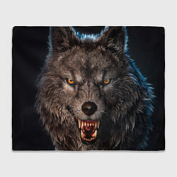 Плед флисовый Морда злого волка, цвет: 3D-велсофт
