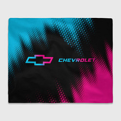 Плед Chevrolet - neon gradient: надпись и символ