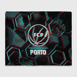 Плед Porto FC в стиле glitch на темном фоне