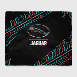 Плед Значок Jaguar в стиле glitch на темном фоне