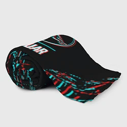 Плед флисовый Значок Jaguar в стиле glitch на темном фоне, цвет: 3D-велсофт — фото 2
