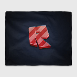 Плед флисовый Roblox red - Роблокс полосатый логотип, цвет: 3D-велсофт
