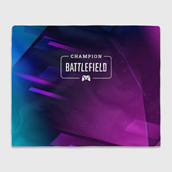 Плед флисовый Battlefield gaming champion: рамка с лого и джойст, цвет: 3D-велсофт