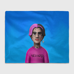 Плед флисовый Lil Peep На Синем Фоне, цвет: 3D-велсофт