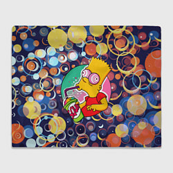 Плед флисовый Bart Simpson пьёт лимонад, цвет: 3D-велсофт