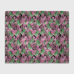 Плед флисовый Tropical plants in brown and green, цвет: 3D-велсофт