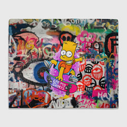 Плед Скейтбордист Барт Симпсон на фоне стены с граффити