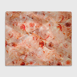 Плед флисовый Гранжевый цветочный узор, коралловый фон, цвет: 3D-велсофт