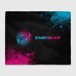 Плед флисовый Chrysler - neon gradient: надпись и символ, цвет: 3D-велсофт