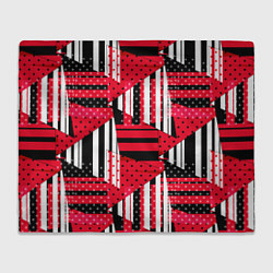 Плед Красный, черный и белый горошек и полоска, пэчворк