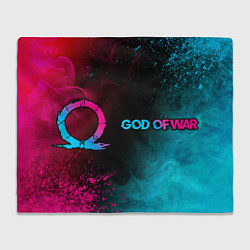Плед God of War - neon gradient: надпись и символ