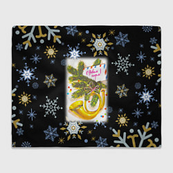 Плед флисовый Новый год ёлочная ветвь и труба, цвет: 3D-велсофт